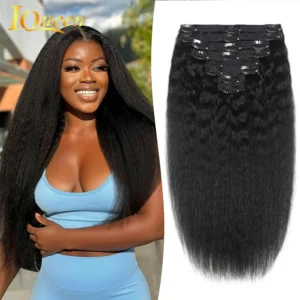 Brazilian Kinky Straight Clip In Hair Extension 8pcs/set 120G Full Head Clip In Human Hair Extensions 16-26 Inches For Women