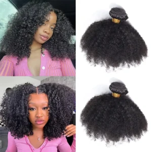 Raw Indian Afro Kinky Curly Human Hair Weave Bundles 100% Virgin Remy Curly Human Hair Weave Bundles Natural Hair Extension
