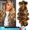 P4/27 Body Wave Bundles Colored Highlight Ombre 100% Raw Human Hair Extensions 1 3 4 Bundle 30 40 Inch Remy Honey Blonde Bundles