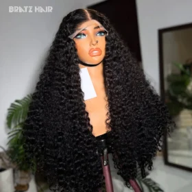 400 Density 5by5 Closure Burmese Curls Wig Human Hair Natural Black 13x6 13x4 HD Lace Frontal Curly Wig Preplucked Glueless Wig