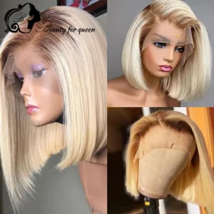 Honey Blonde 4T 613 Colored Short Bob Wig 13x4 Lace Front Human Hair Wigs For Women Brazilian Remy Lace Frotal Wig Pre Plucked