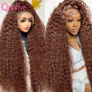 30 Inch Deep Curly Wigs Human Hair Chocolate Brown 13x4 13x6 Hd Lace Frontal Wig Colored Water Wave Lace Front Wig For Women