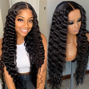 13x6 Loose Deep Wave Lace Frontal Wigs 13x4 Transparent Lace Front Wig Human Hair Pre Plucked 180% Loose Deep Curly Closure Wigs
