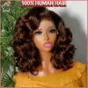 Body Wave 250% Density Chocolate Brown Short Bob Wig 13x4 HD Lace Front Wig 100% Human Hair Wigs Loose Wave Bob Wigs For Women